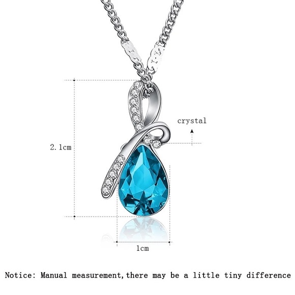 Fine Jewelry Blue Crystal Drop Necklace - Picture 2 of 2